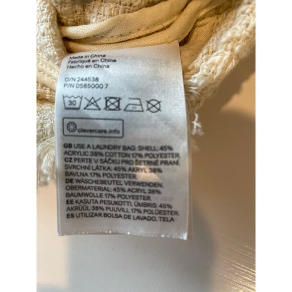 H&M Tweed Cream Moto Jacket NWT Fringe Hem Silver Hardware Sz 4 Shabby Chic - Picture 11 of 13